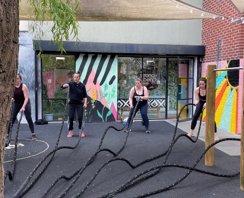 Battle Ropes in outdoor gym in Hackney